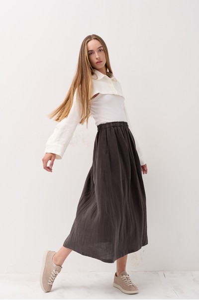 Спідниця льон бохо торф (С87)